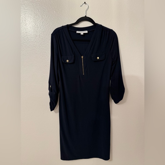 Emma & Michele Dresses & Skirts - Emma & Michele Navy Dress with Gold Details